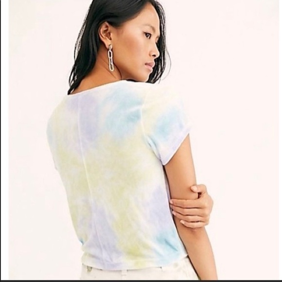 Free People Bright Eyes Velvet Tee Cloud Combo Top - Picture 4 of 13